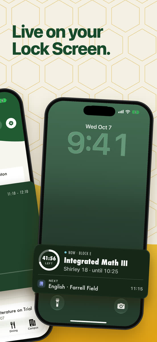 Hive Live Activity on the Lock Screen counting down the current class