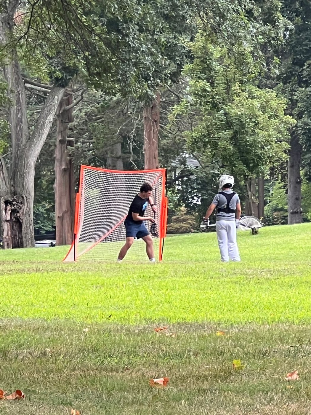 A private goalie coaching session on open grass