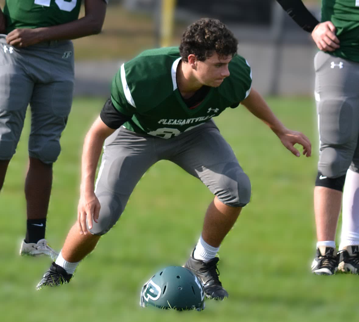 Jack Crombie in a Pleasantville football jersey