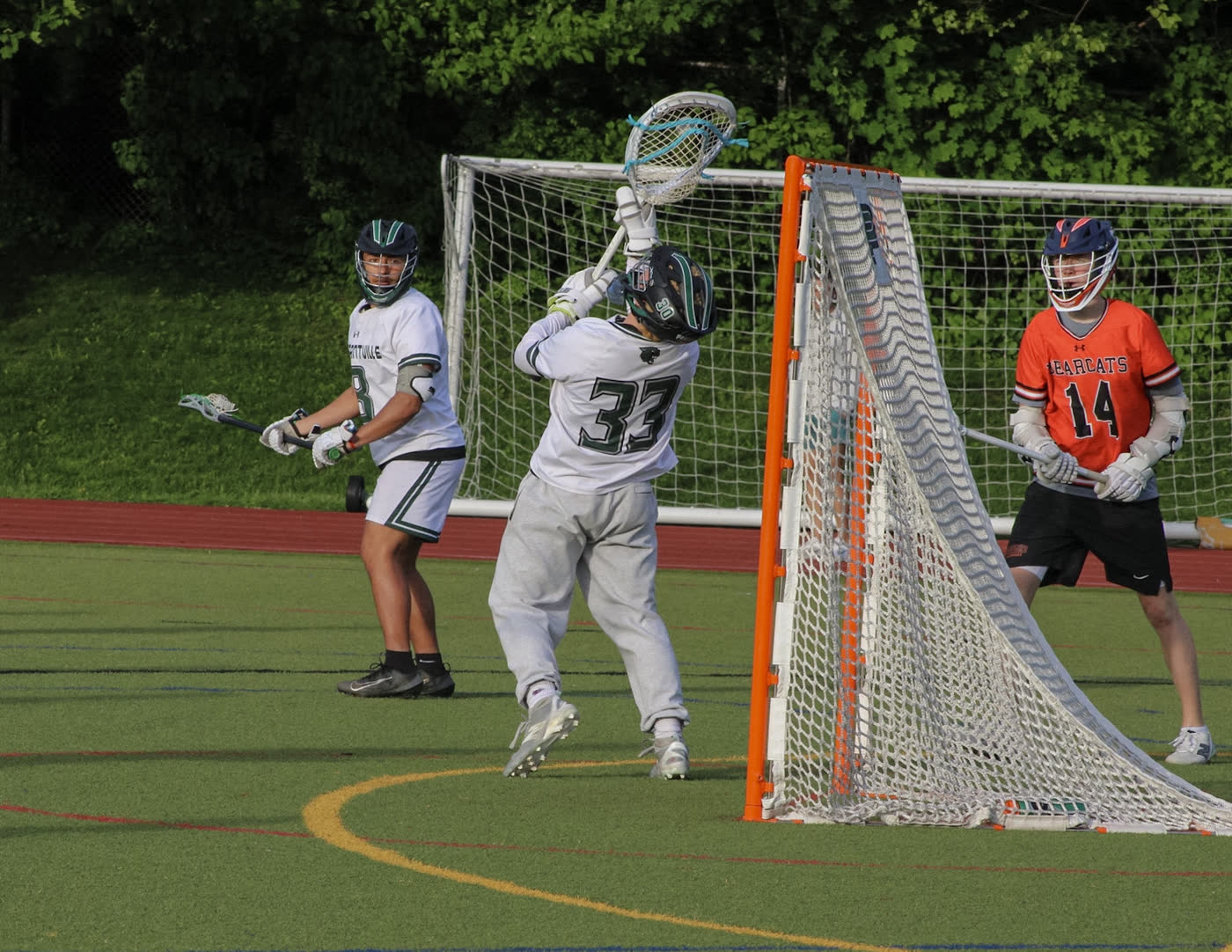 Jack Crombie stepping out of the crease during a game